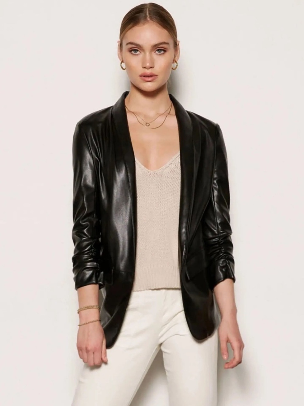 Tart Kia Vegan Leather Blazer Minimalist Moto Jacket Business Casual - Size M